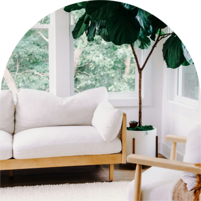 white sofa in a bright inviting office