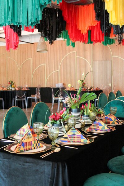 Green tablescape for family reunion