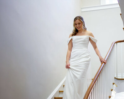 Bride coming down the stairs