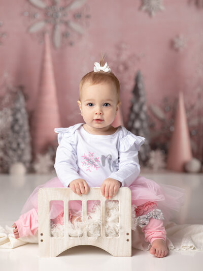 family posed for christmas studio portrait