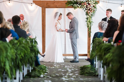 Bride and Groom at Maplehurst Farm