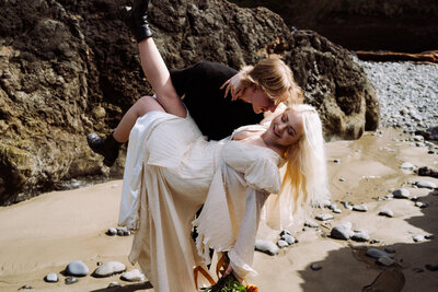 elopement bride and groom on beach