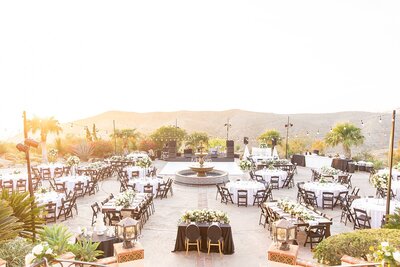 Wedding Reception venue at Villa at Hummingbird Nest Ranch on mountaintop.