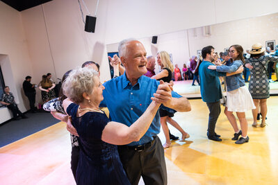 A group ballroom dance class taking place at Dancers Studio St. Paul, MN.
