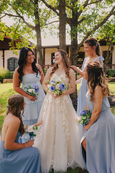 bride talking to bridesmaids before wedding in oklahoma city