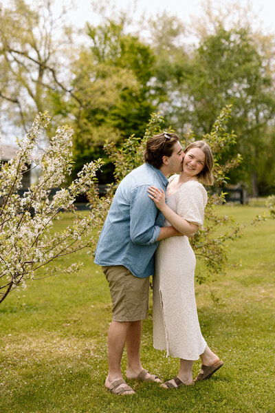 A couple who got engaged in Prince Edward County at Waupoos Winery.