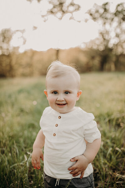 2 year old in a field