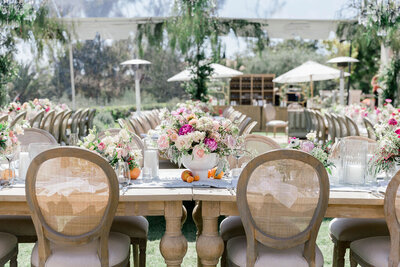Dinner reception in Montecito for birthday under clear-top tent