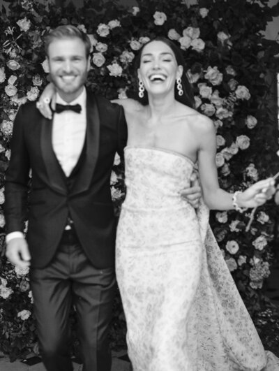 Château wedding with bride and groom
