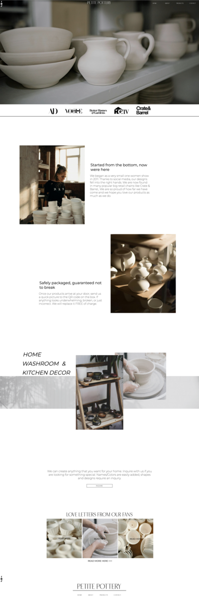 Pottery website design