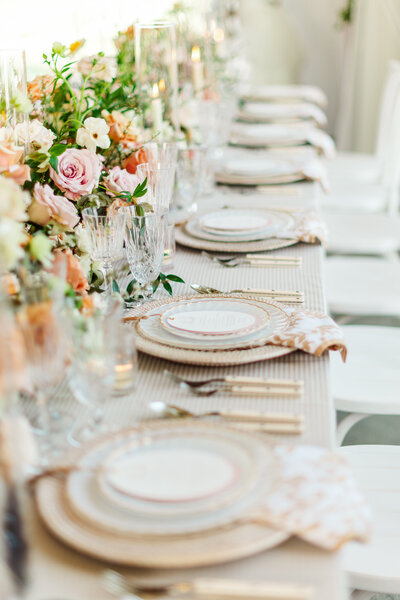 blush textured wedding head table decor