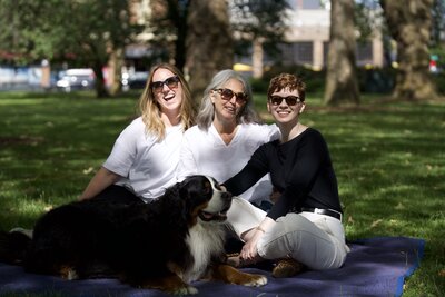 Ashley Laabs networking in a park with other women leaders
