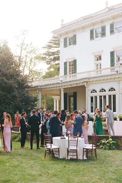 Cocktail hour at sunset at Glen Foerd Estate in Philadelphia, PA