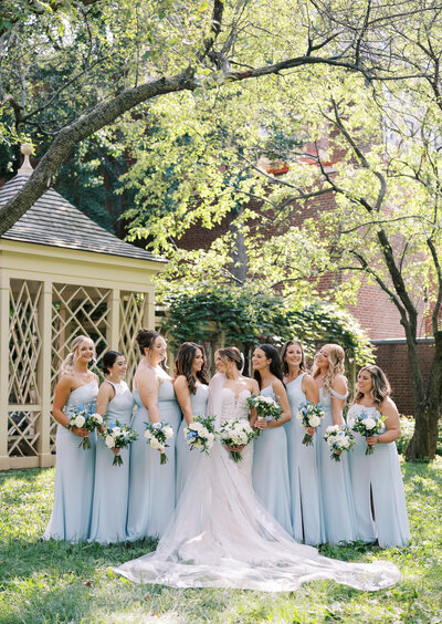 pastel bridesmaids dresses at The Philadelphia Cricket Club