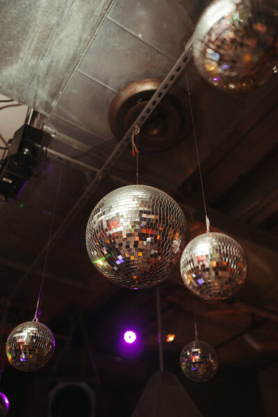 disco ball hanging from the ceiling