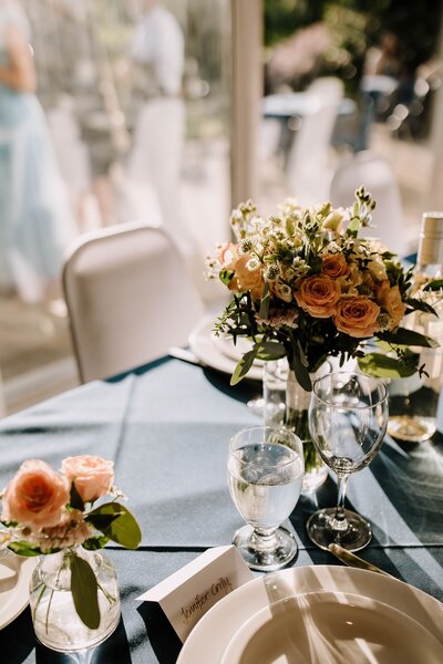 Wedding table setting with florals