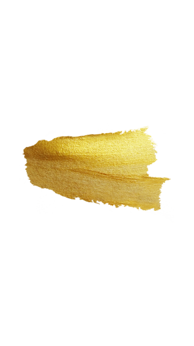 Organically and imperfectly painted brushtroke with gold shimmery paint