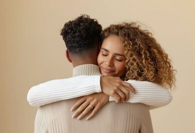 A happy couple hugging and looking connected and in love. You can transform your relationship with our marriage counseling services in Florida. 