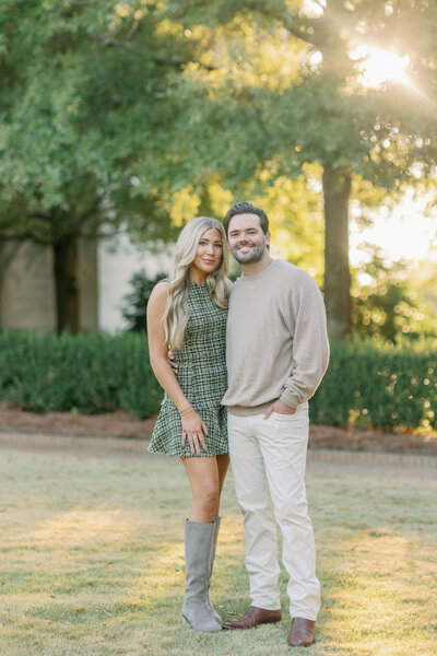 Couple smiling in a park