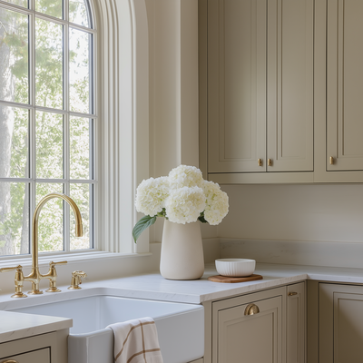 Serene bathroom design in Milton, Georgia featuring a freestanding tub, custom vanity, and classic finishes by Megan Paterson Interiors.