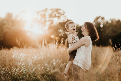 Mama and me photos in Kennett Square Pennsylvania in flower field during sunset