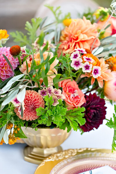 Tuscan luxury wedding dream centerpiece in vibrant colors