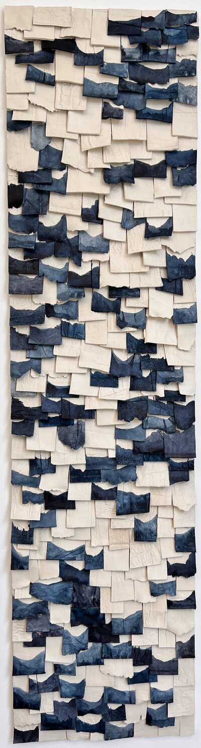 Emily-Mann,-Ink-and-Indigo,-Custom-Lamina-for-RITNAP,-paperclay-assemblage-with-watercolor-overlay,-24-x-144-in detail 3