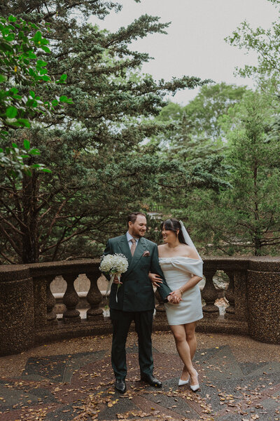 Bride and Groom kiss at Meridian Hill Park in Washington DC
