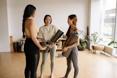 women at yoga studio