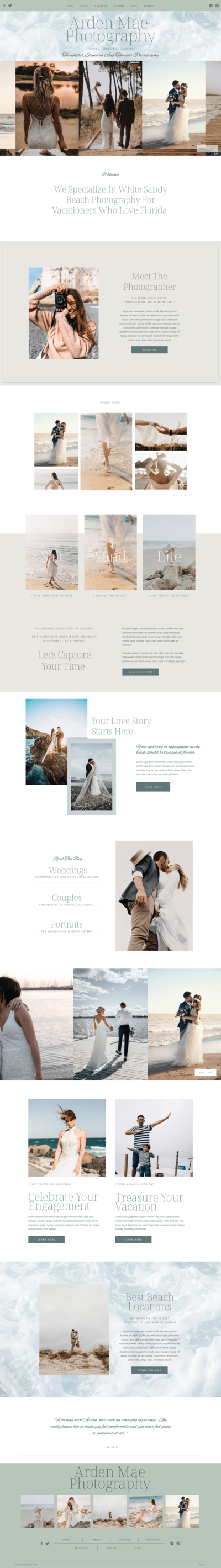 long screenshot of a website that the designer made