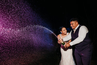 Bride and groom walk up memorial steps at their DC wedding