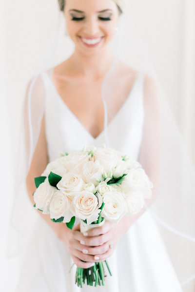 Classic bride with bouquet at The Grandview in Poughkeepsie, NY.