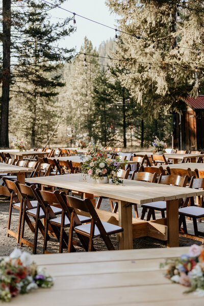 Outside under the twinkling lights, a Desi bride and groom dance.