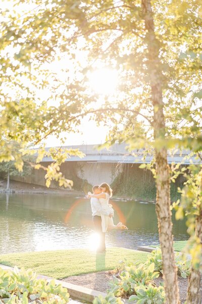 happy couple during Birmingham engagement session