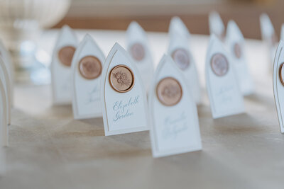 escort cards for wedding with wax seals