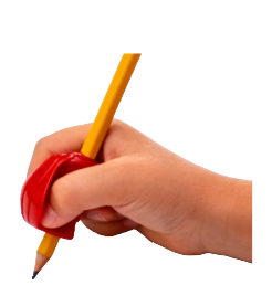 hand holding pencil with crossover grip