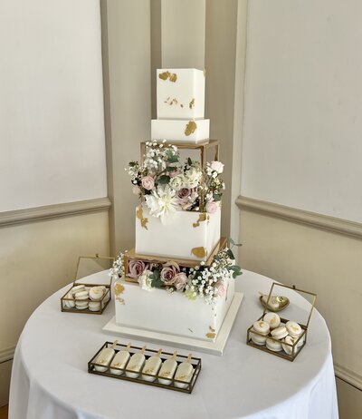 Beautiful all white wedding cake Bawtry Hall, Doncaster