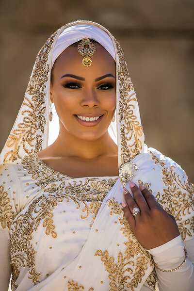 Black Muslim Bride on her wedding day photographed by Bonnie Blu Studios