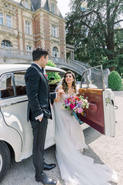 Anokina and Patrick at their wedding chateau in France wedding