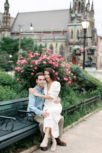 Editorial-style bridal portraits with roses in full bloom in Baltimore Maryland