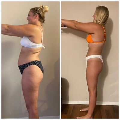 Side by side of client before and after progress pictures