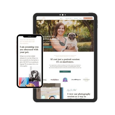 ipad and iphone image of showit website for a copywriter