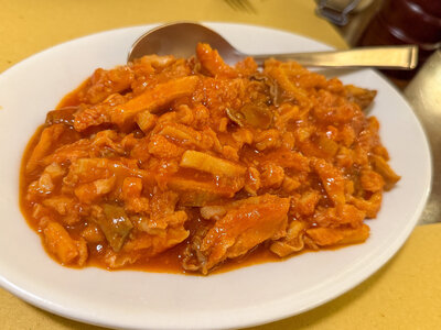 Trippa alla Pisana dish at Trattoria Sant'Omobono in Pisa, Italy.