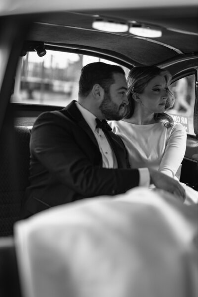 Photo of Joe and Alexis in a Taxi after their NYC Elopement.