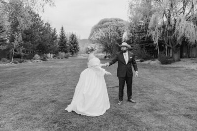 bride and groom looking into each other's eyes