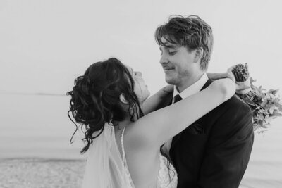 intimate wedding in the prairies beside the lake