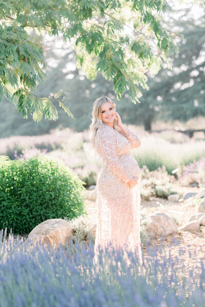 Pregnancy photoshoot, taken in Lake Forest, California by Amy Captures Love at Lavender Flower Fields