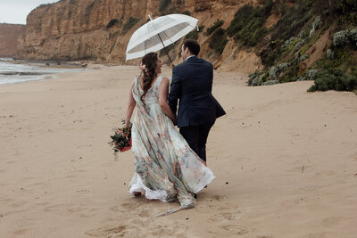 Bride and Groom beach wedding photography in Melbourne