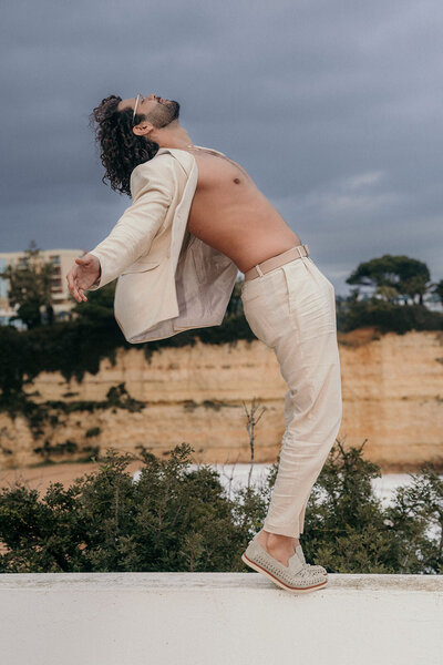 Portrait photo-session with male model outdoor.