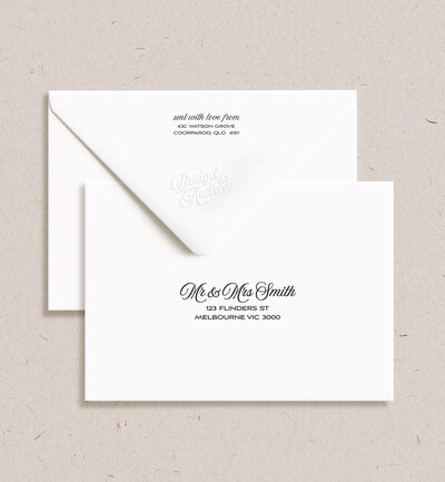 Big Love printed envelope in almond and black